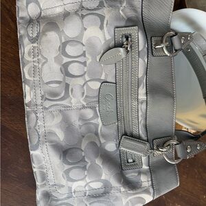 Coach Silver and Gray Signature Shoulder Bag